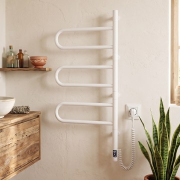 Vertaduro - Elektrische draaibare handdoekdroger met thermostaat ELA 120W/230V 80x49 cm IP44 wit