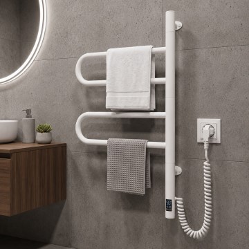 Vertaduro - Elektrische draaibare handdoekdroger met thermostaat ELA 60W/230V 65x49 cm IP44 wit