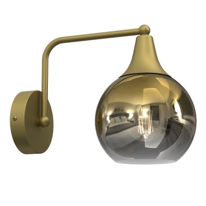 Vervangend glas voor de MONTE E27 kroonluchter en wandlamp, diameter 15 cm, goud/rookglas