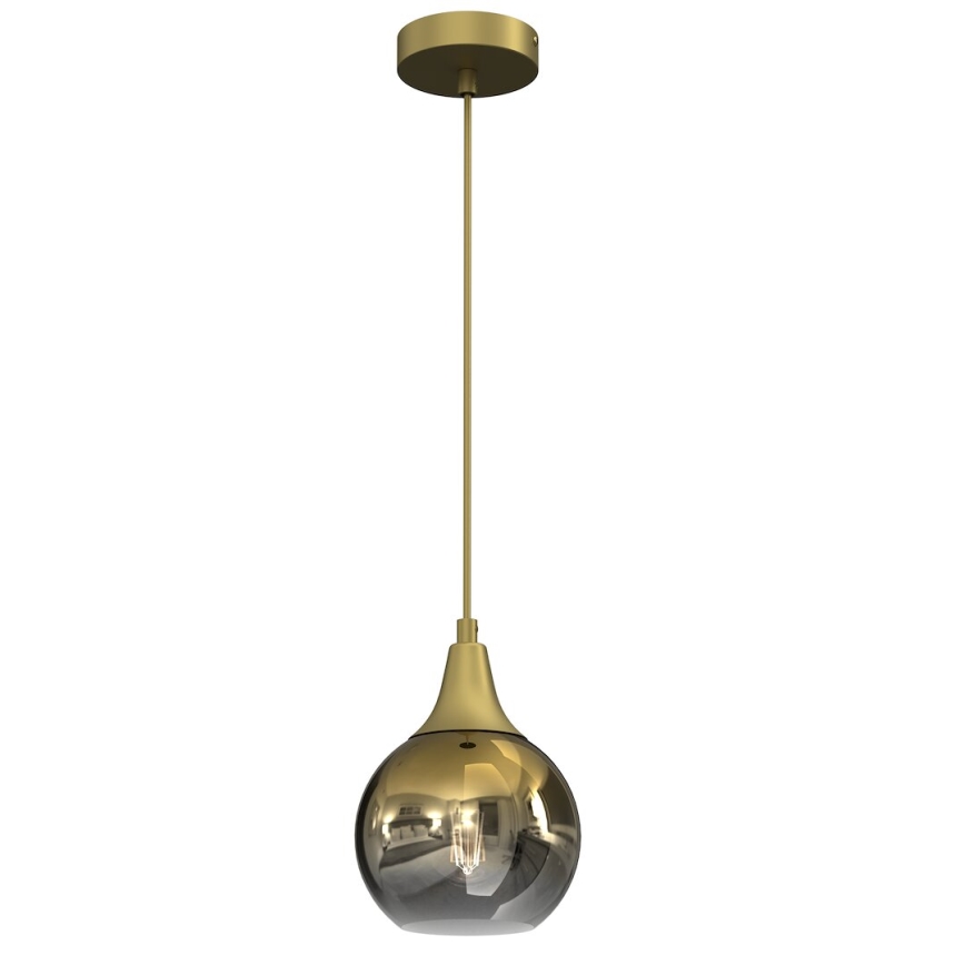 Vervangend glas voor de MONTE E27 kroonluchter en wandlamp, diameter 15 cm, goud/rookglas