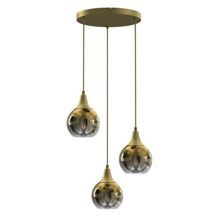 Vervangend glas voor de MONTE E27 kroonluchter en wandlamp, diameter 15 cm, goud/rookglas