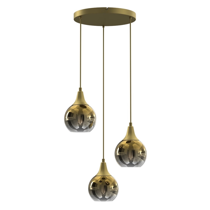 Vervangend glas voor de MONTE E27 kroonluchter en wandlamp, diameter 15 cm, goud/rookglas
