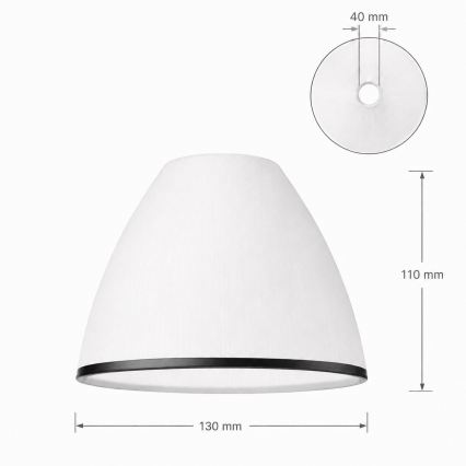 Vervangingsglas voor kroonluchter en wandlamp RETRO, ANTICO E27, diameter 13 cm, wit/zwart
