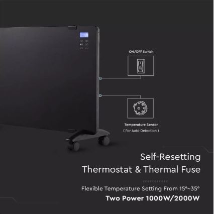 Verwarming 2000W/230V LCD scherm IP24 + AB