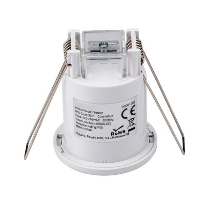 Verzonken bewegingssensor PIR 360° 400W/230V wit