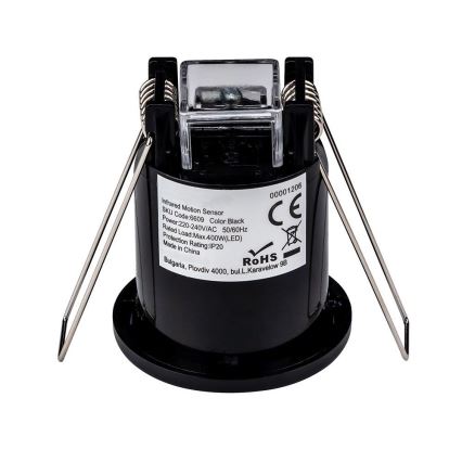 Verzonken bewegingssensor PIR 360° 400W/230V zwart