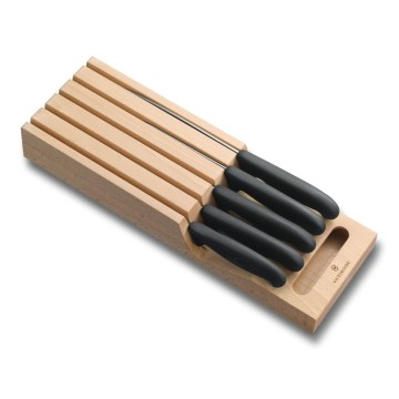 Victorinox - 6-delige set keukenmessen met organizer, beuk/beige