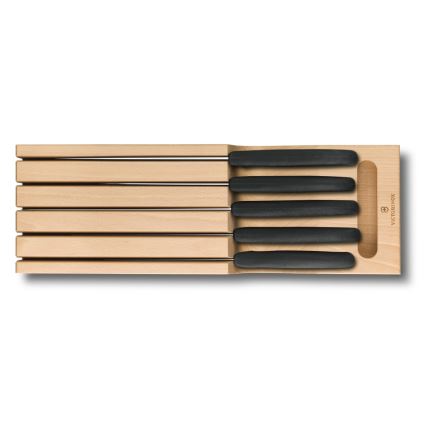 Victorinox - 6-delige set keukenmessen met organizer, beuk/beige