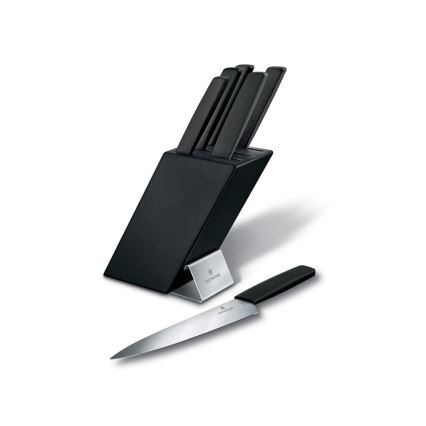 Victorinox - 7-delige keukenmessenset in messenblok SWISS MODERN, beukenhout/zwart