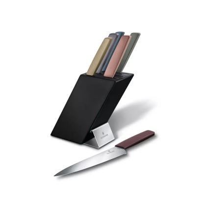Victorinox - Keukenmessenset met blok SWISS MODERN, 7-delig, beukenhout/veelkleurig