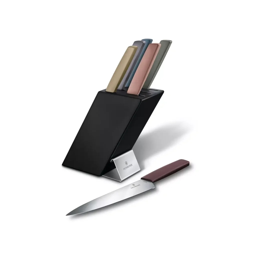 Victorinox - Keukenmessenset met blok SWISS MODERN, 7-delig, beukenhout/veelkleurig