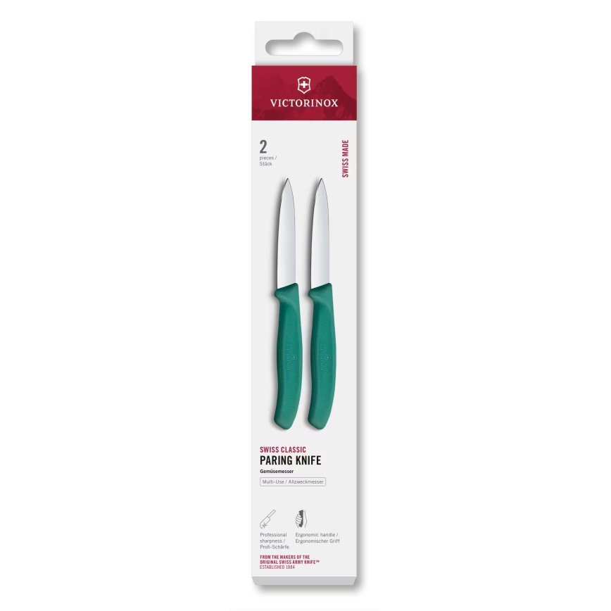 Victorinox - Set van 2 groentemesjes SWISS CLASSIC, 8 cm, turkoois
