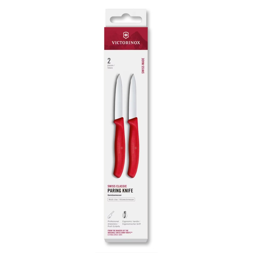 Victorinox - Set van 2 SWISS CLASSIC groentemesjes 8 cm, rood