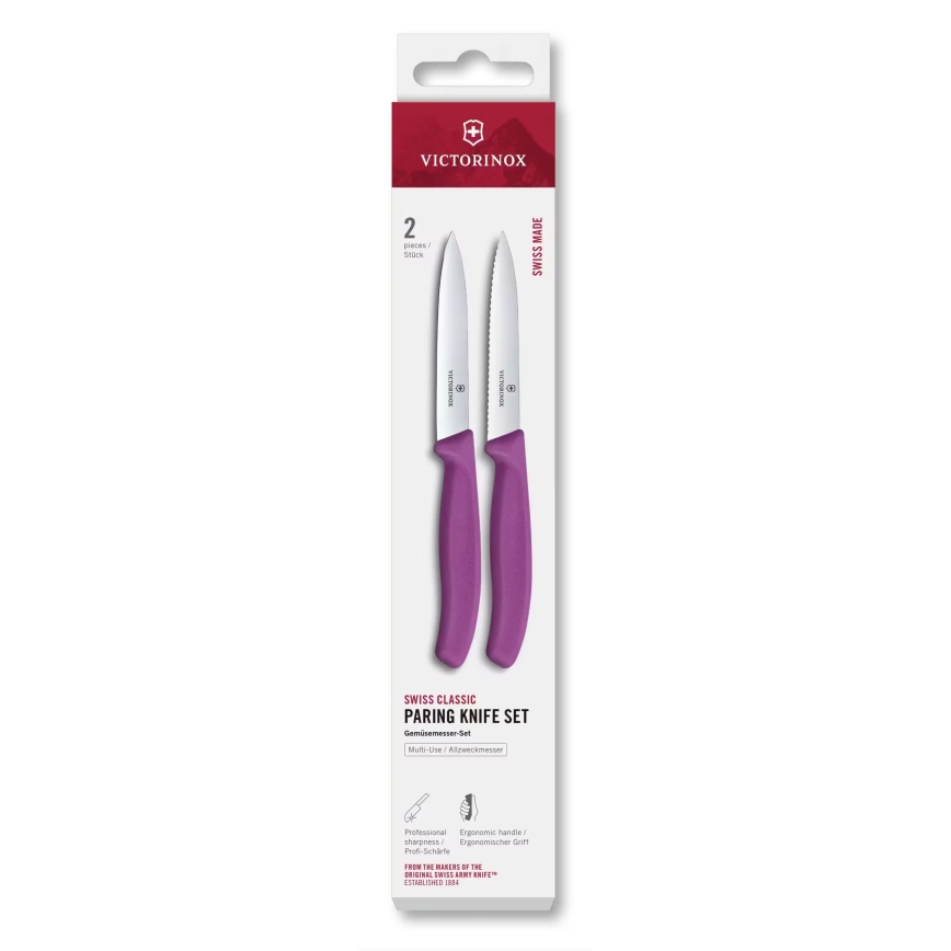 Victorinox - Set van 2 SWISS CLASSIC groentemessen, 10 cm, paars