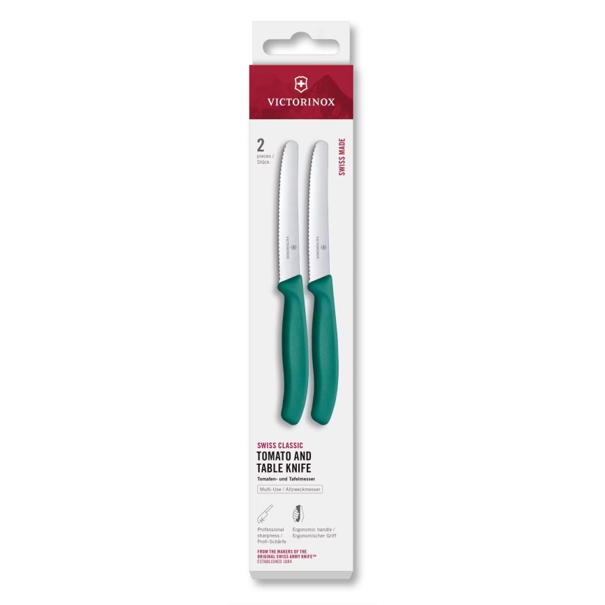 Victorinox - Set van 2 SWISS CLASSIC groentemessen 11 cm, turkoois