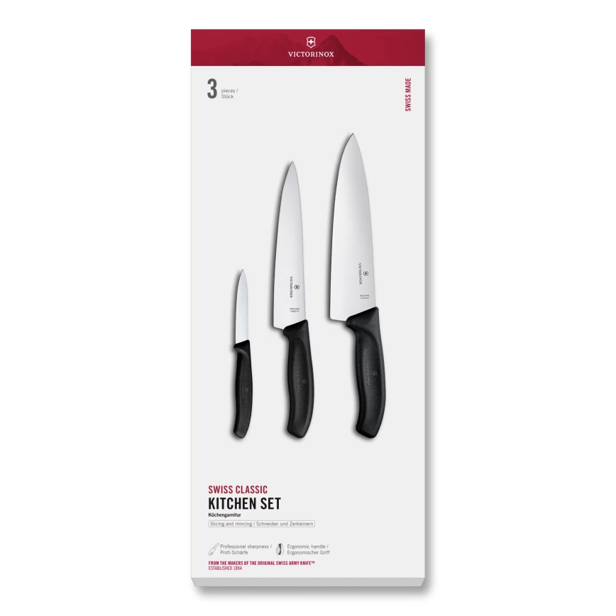 Victorinox - Set van 3 keukenmessen SWISS CLASSIC, zwart