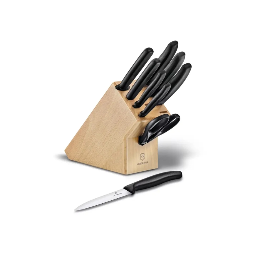 Victorinox - SWISS CLASSIC 10-delige keukenmessenset met beukenblok, beige