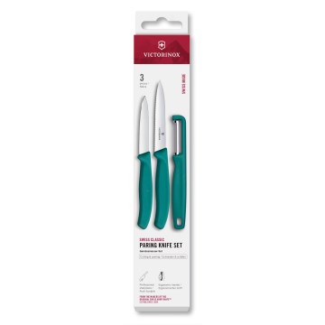 Victorinox - SWISS CLASSIC 3-delige set keukenmessen met dunschiller, turkoois