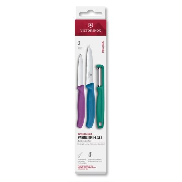 Victorinox - SWISS CLASSIC 3-delige set keukenmessen met dunschiller, veelkleurig
