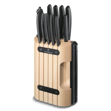 Victorinox - SWISS CLASSIC keukenmessenset 12-delig met beukenhouten blok, beige