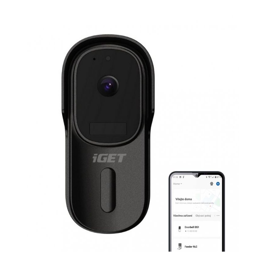 Video deurbel met bewegingssensor Full HD 1080p 5200 mAh IP65 Wi-Fi zwart