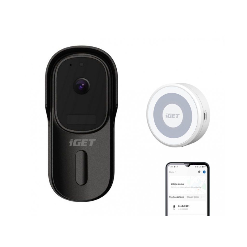 Video deurbel met bewegingssensor Full HD 1080p IP65 Wi-Fi zwart + speaker