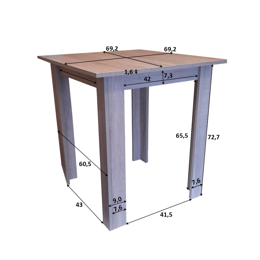 Vierkante eettafel LEVI eiken