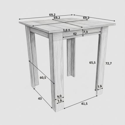 Vierkante eettafel LEVI Sonoma eik