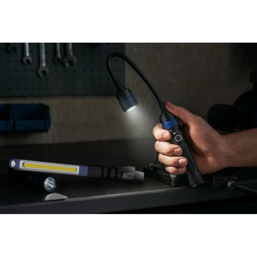 Viking - 3-in-1 oplaadbare LED-zaklamp 5V, IPX4, 380 lm, 2200 mAh