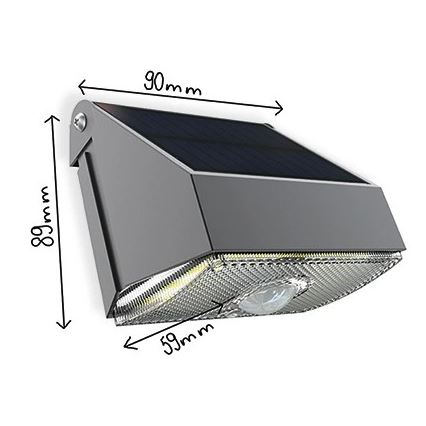 Viking - LED zonne-wandlamp met sensor LED/3,7V IP54 3000/4000K 2000 mAh