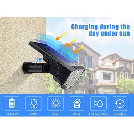 Viking - LED-zonnelamp LED/1W/3,7V IP65 6000K 2200 mAh