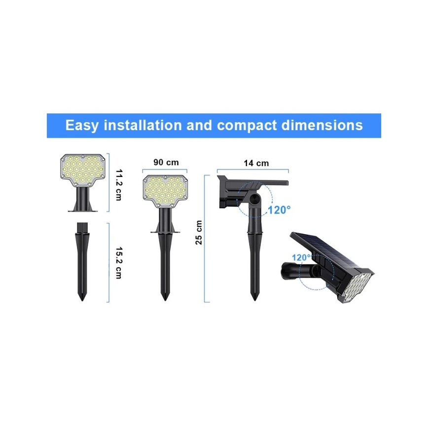 Viking - LED-zonnelamp LED/1W/3,7V IP65 6000K 2200 mAh