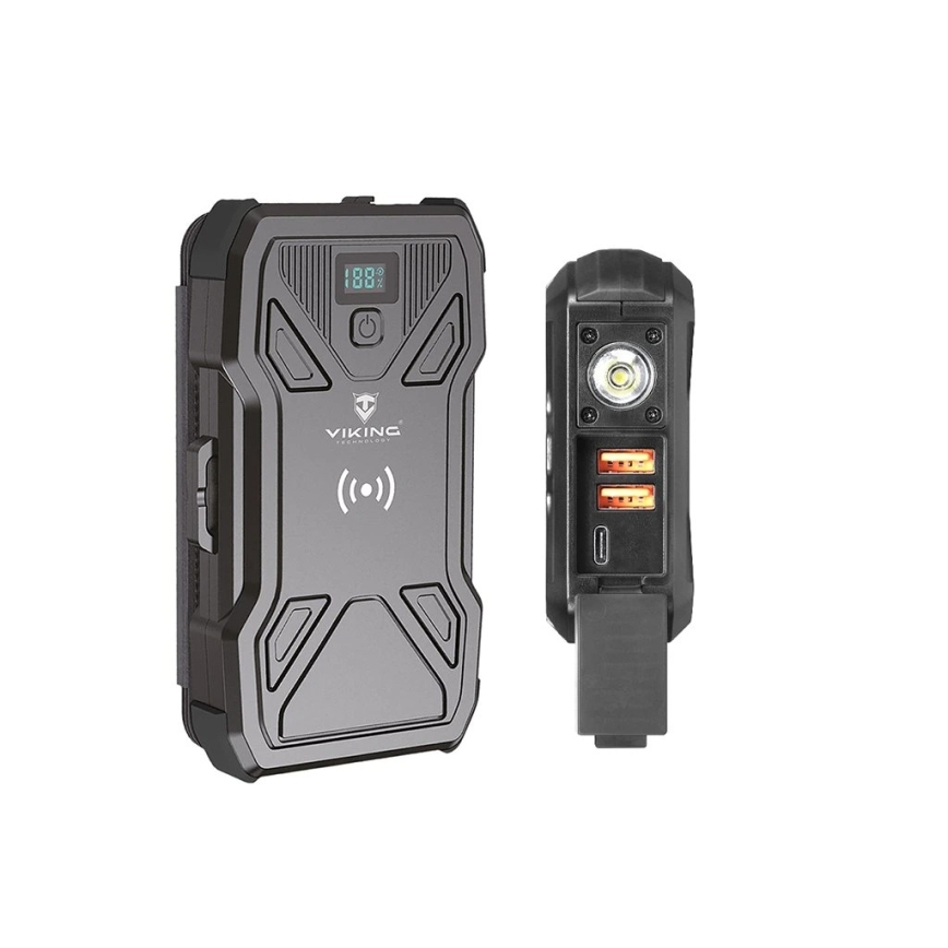 Viking - powerbank met LED-zaklamp, draadloos opladen en zonnepaneel Power Delivery 22,5W/20000 mAh