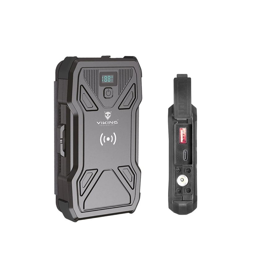 Viking - powerbank met LED-zaklamp, draadloos opladen en zonnepaneel Power Delivery 22,5W/10000 mAh