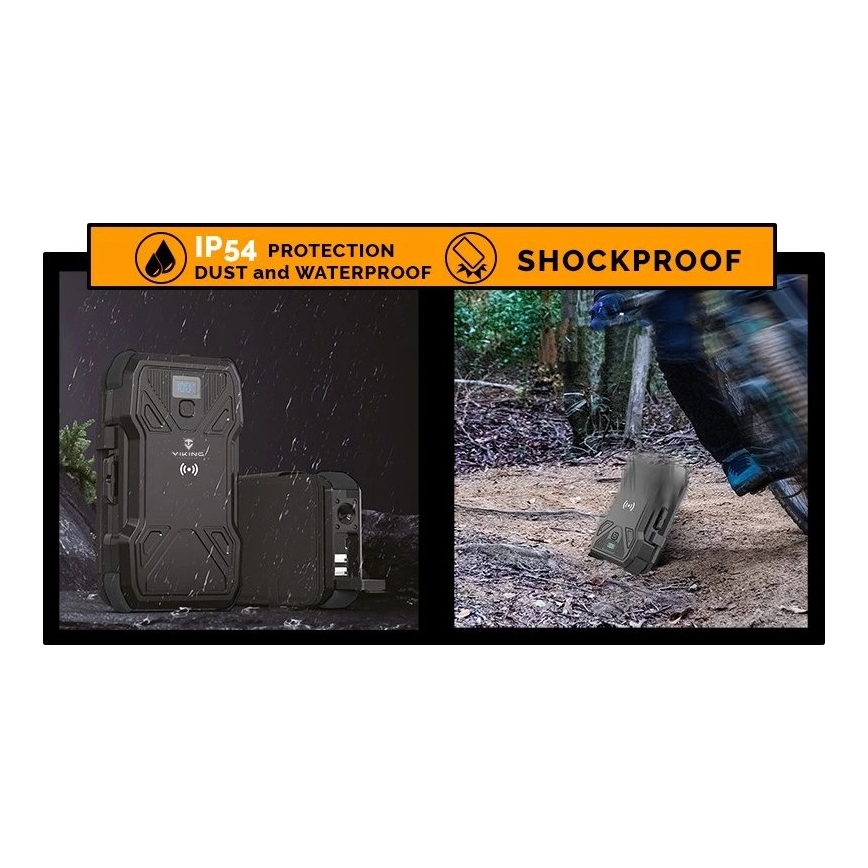 Viking - powerbank met LED-zaklamp, draadloos opladen en zonnepaneel Power Delivery 22,5W/10000 mAh