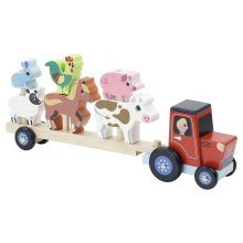 Vilac - Houten tractor met dieren