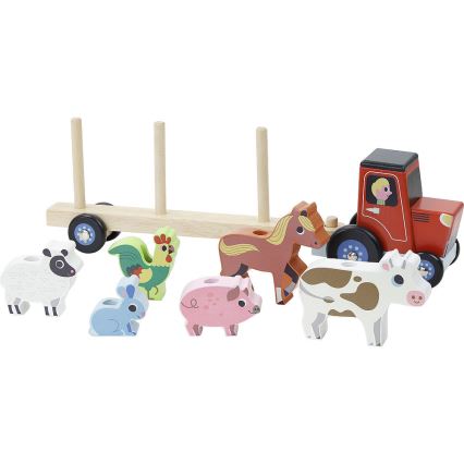 Vilac - Houten tractor met dieren