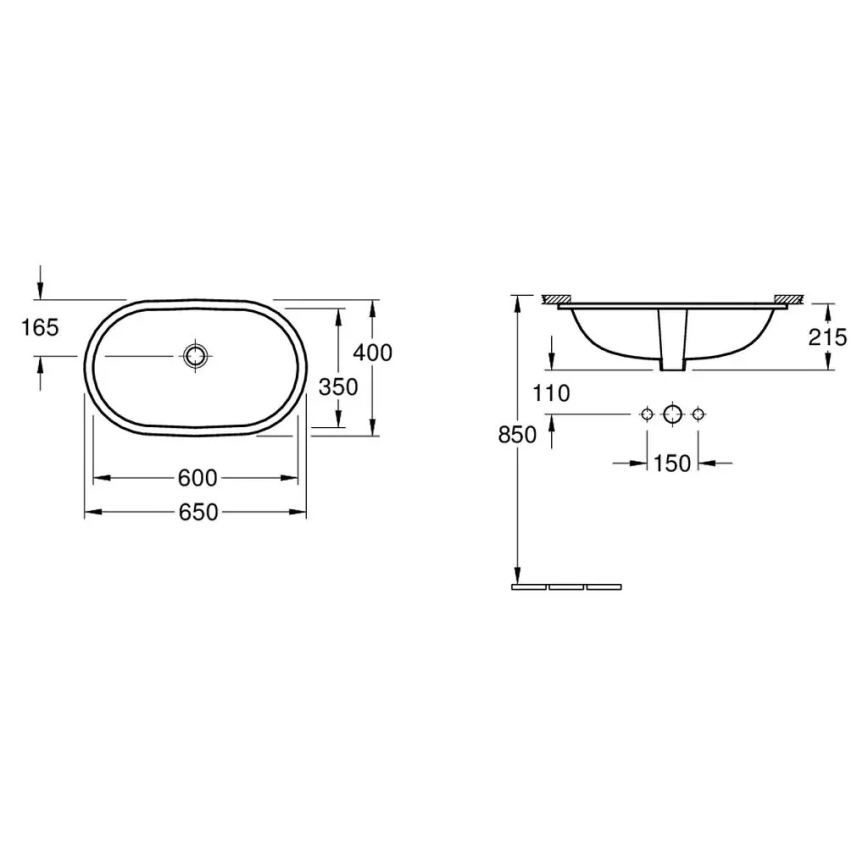 Villeroy & Boch 41626001 - Inbouwwastafel O.NOVO 60x35 cm keramiek/wit