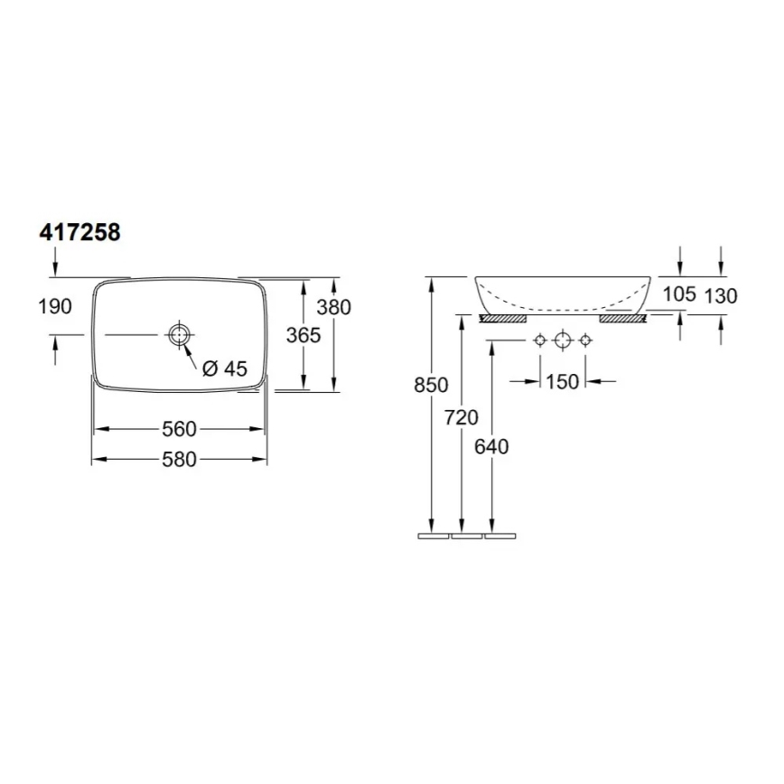 Villeroy & Boch 417258R1 - Opzetwastafel ARTIS 58x38,5 cm keramiek/wit