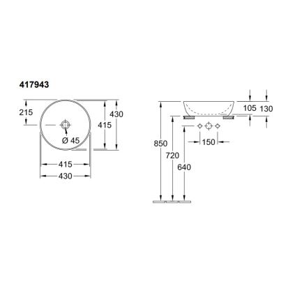 Villeroy & Boch 41794301 - Opzetwastafel ARTIS Ø 43 cm keramiek/wit