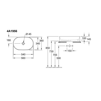 Villeroy & Boch 4A1956R1 - Opzetwastafel COLLARO 56x36 cm keramiek/wit