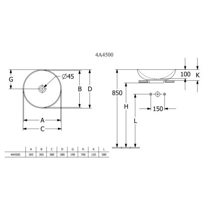 Villeroy & Boch 4A450001 - Opzetwastafel LOOP&FRIENDS Ø 38 cm keramiek/wit