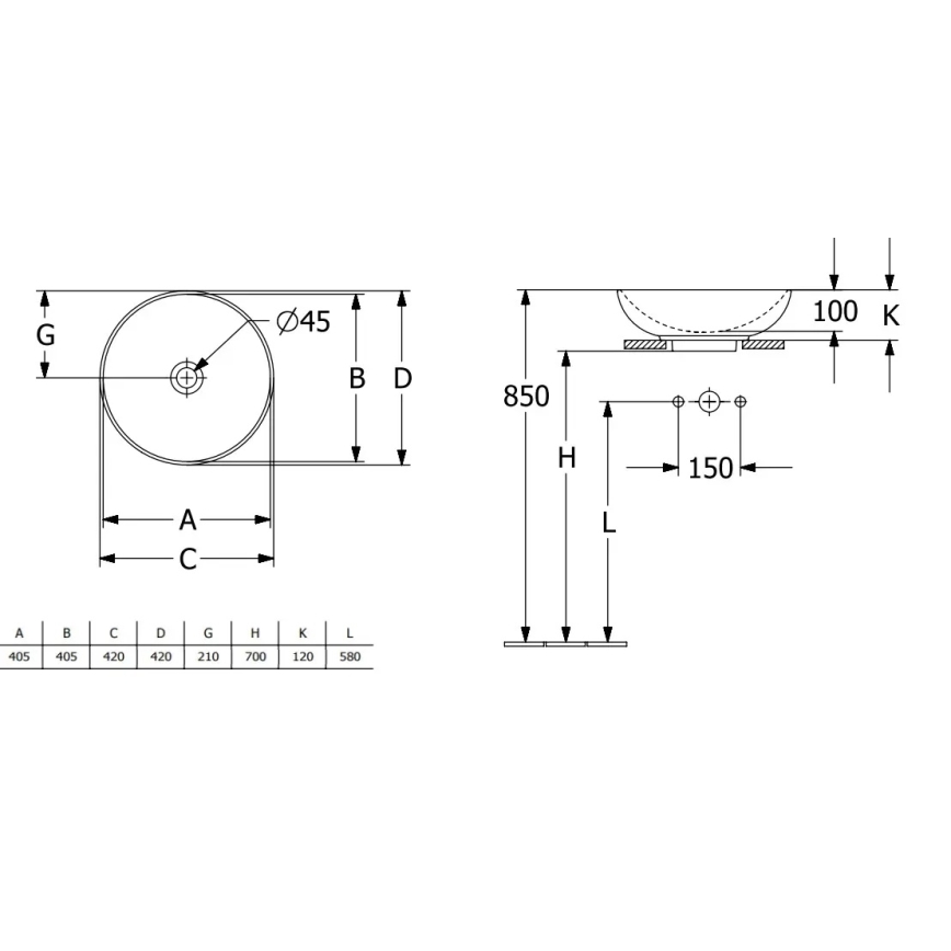 Villeroy & Boch 4A460001 - Opbouwwastafel LOOP&FRIENDS Ø 42 cm keramiek/wit