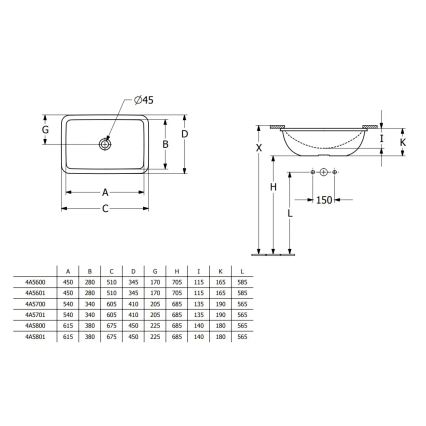 Villeroy & Boch 4A5601R1 - Inbouwwastafel LOOP&FRIENDS 45x28 cm keramiek/wit