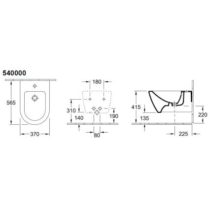 Villeroy & Boch 540000R1 - Wandbidet SUBWAY 2.0 37 x 56,5 cm keramiek/wit