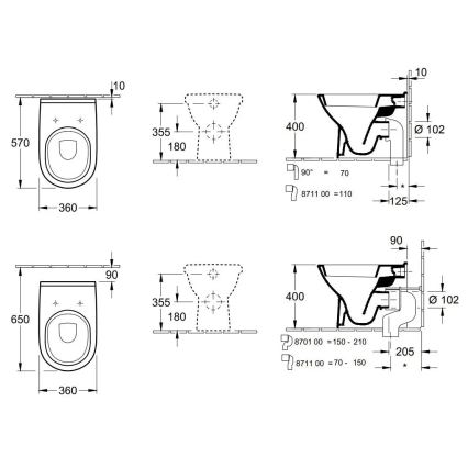 Villeroy & Boch 56571001 - Staand toilet O.NOVO keramiek/wit