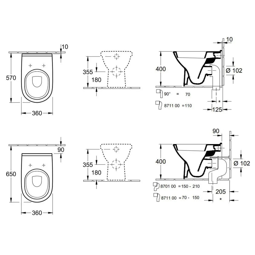 Villeroy & Boch 56571001 - Staand toilet O.NOVO keramiek/wit