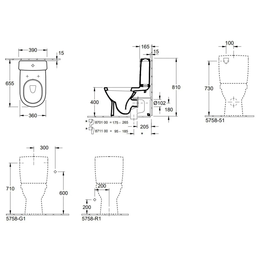 Villeroy & Boch 56581001 - WC-combinatie O.NOVO keramiek/wit