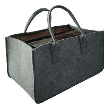 Vilthouten mand met handvatten 27x50 cm grijs