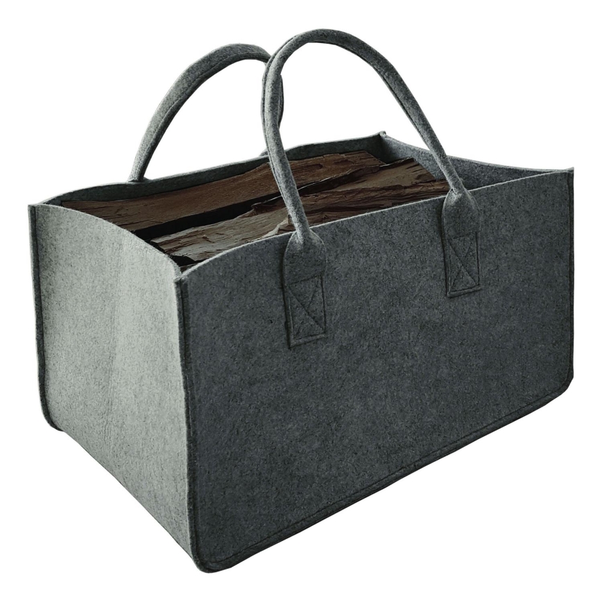 Vilthouten mand met handvatten 27x50 cm grijs